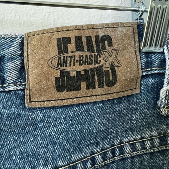 Vintage Anti-Basic Jeans Blue Solid Cotton Button & Zip Fly Long Denim Short Siz - Picture 9 of 14